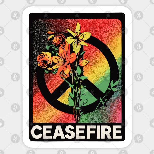 Floral Peace Ceasefire Sticker by TomFrontierArt